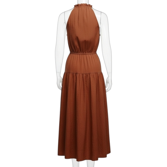 GAP Tiered Maxi Dress In Brown Caramel Color Size Large EUC - Picture 3 of 7